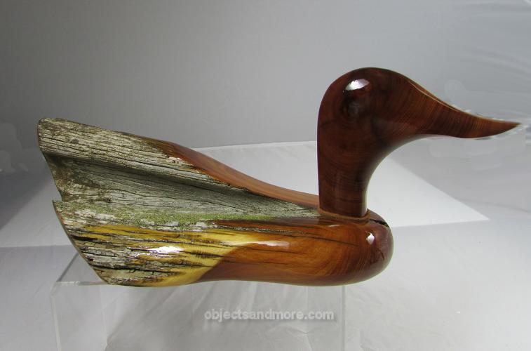 Carved Duck Large From Vintage Cedar Post, Large by TIM BERGREN